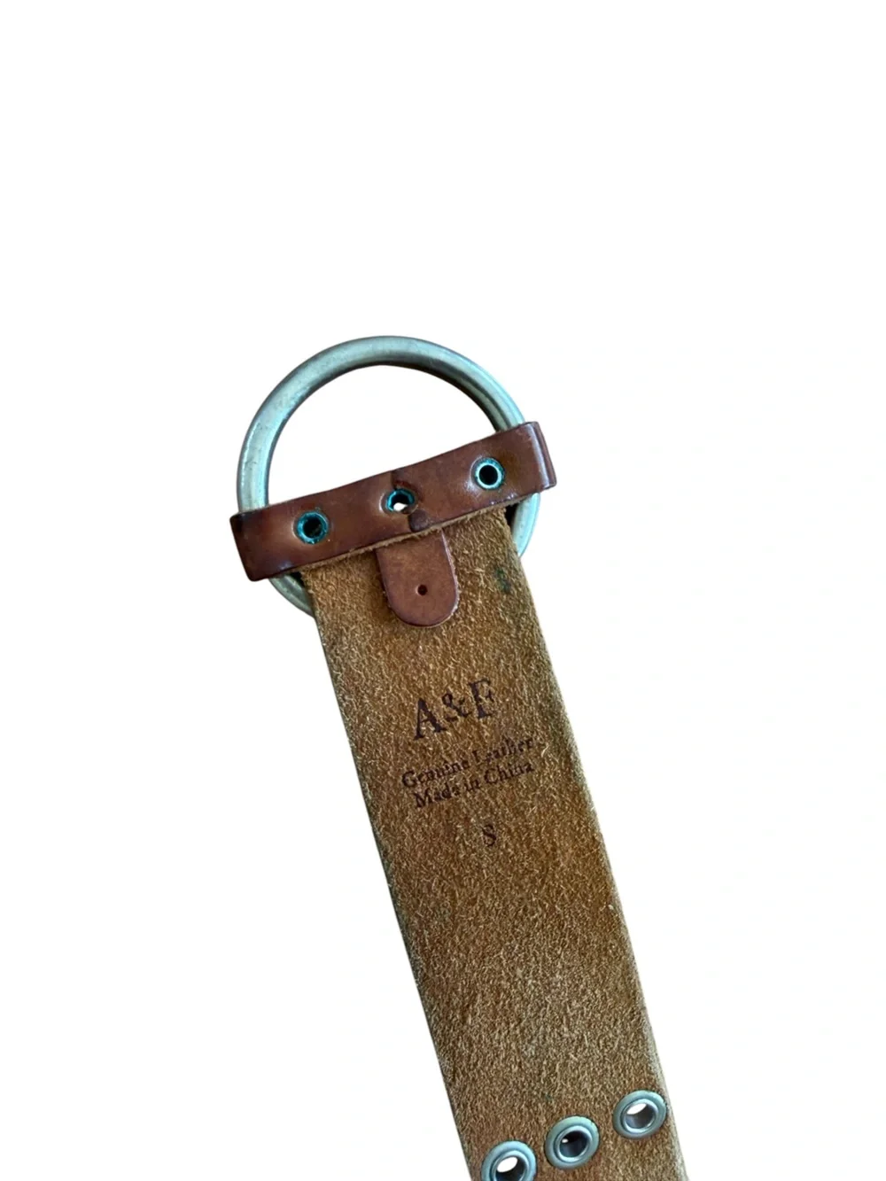 Vintage Y2K Abercrombie & Fitch Brown Leather Belt with Round Ring Buckle S